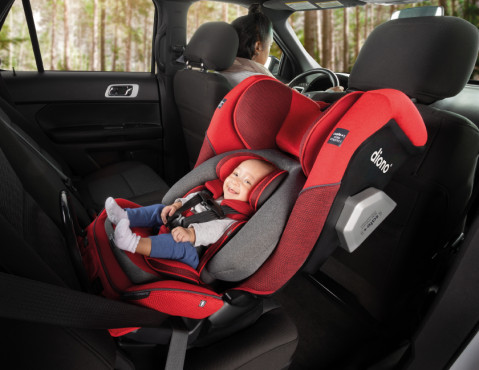 Baby in shop a convertible car